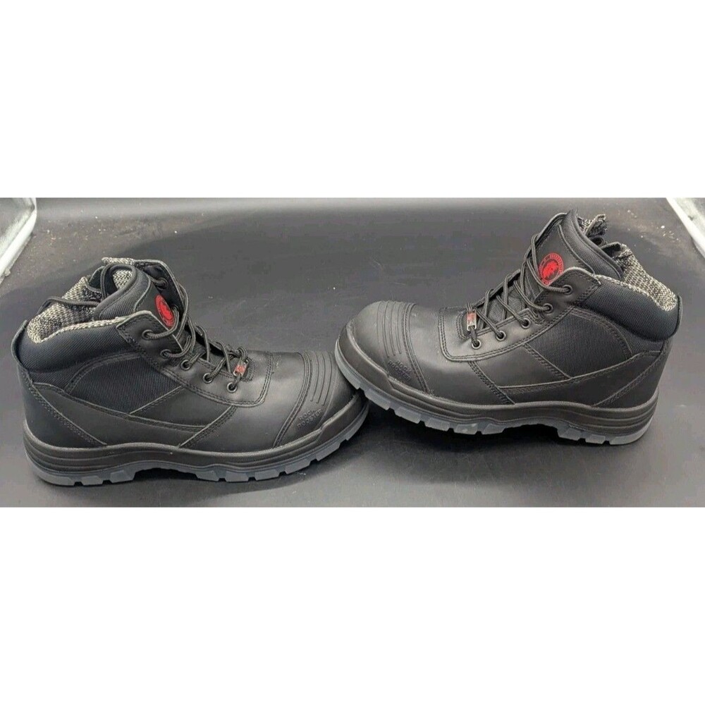 ROCKROOSTER Mens Black Work Boots, Steel Toe Side Zip Size 13 - NO INSOLES READ!
